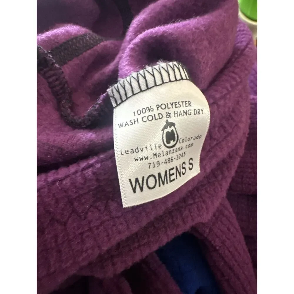 Melanzana Hooded Micro Grid Fleece Dress Hoody Purple & Blue Women’s Size Small - Picture 3 of 16